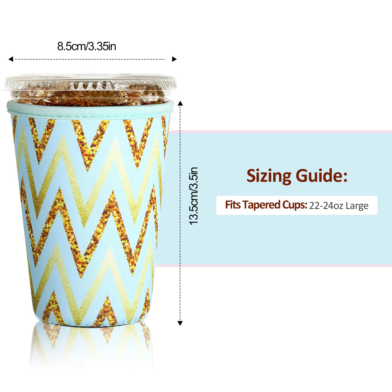 Patelai 4 Pieces Reusable Coffee Sleeve Cup Insulator For Cold Drinks Beverages And Holder For Most Coffee (22-24 Oz Medium,Gree